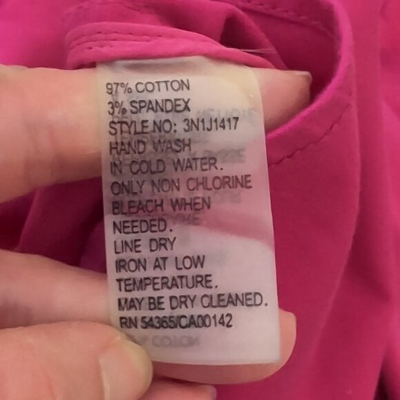 Peter Nygard Fuchsia Pink Jean Jacket Cropped Sleeve Cotton Denim Buttoned - Picture 14 of 15